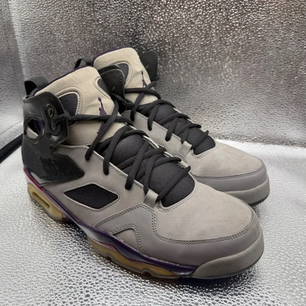 Size 10 Jordan Flight Club 91 Mens Grey Pink Good 555475-028 Night Stadium